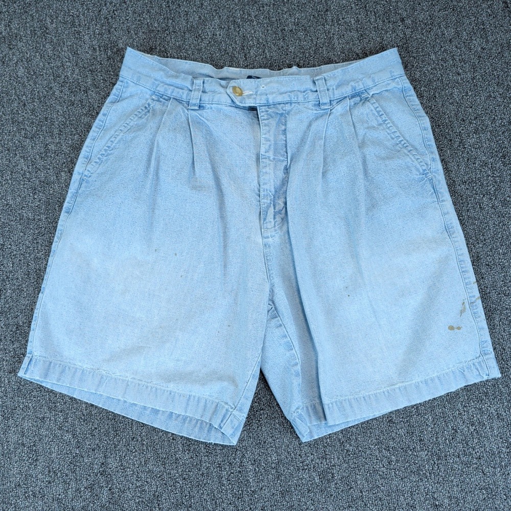 Catalina Pleated Denim Shorts Size 34 Mens Light Wash Blue‎ Cotton Vintage 90s